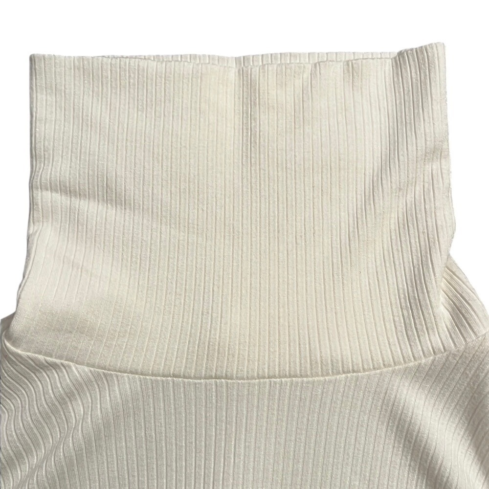 Ribbed Turtleneck Sweater Soft Lightweight Top Cream White Old Money Preppy L - Picture 3 of 5